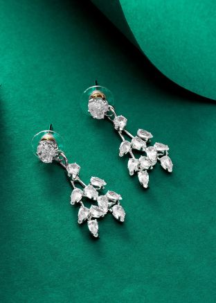 Silver Studded American Diamond Earrings
