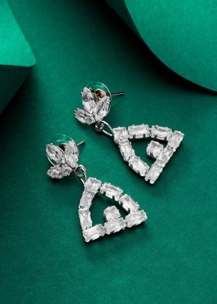 Studded American Diamond Earrings In Silver