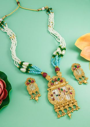 Multicolor Kundan Alloy Based Necklac Set
