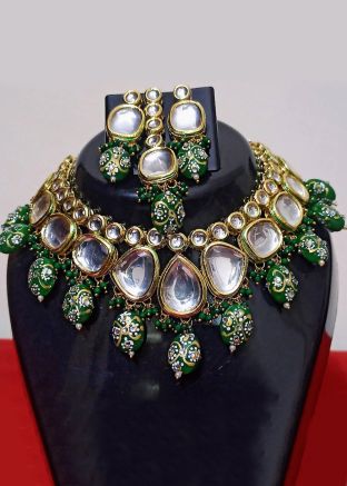 Green Meenakari Necklace Set 