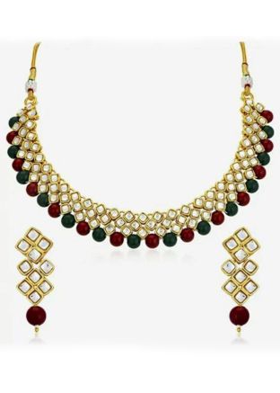Multicolor Stone & Kundan Studded Necklace Set