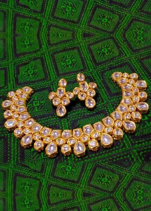 Golden Stone & Kundan Studded Necklace Set