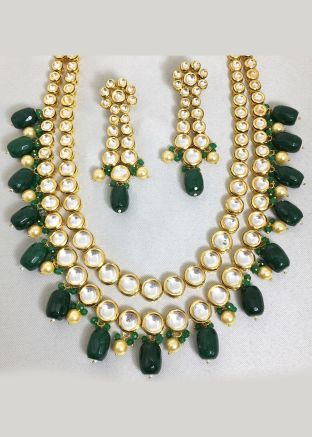 Green Multichain Kundan Necklace Set