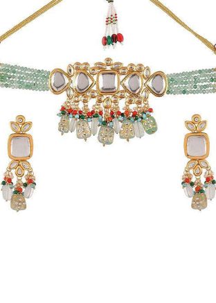 Multicolor Kundan Studded Choker Necklace Set