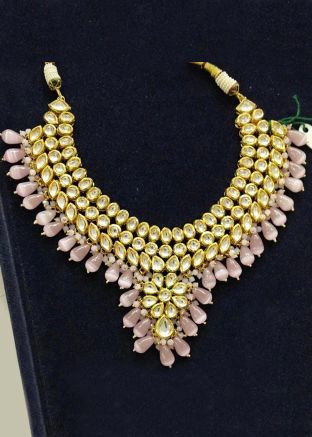 Pink Kundan Studded Necklace 