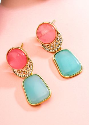 Multicolor Alloy Based American Diamond Studded Earring
