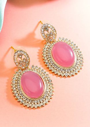 Pink American Diamond Studded Earring