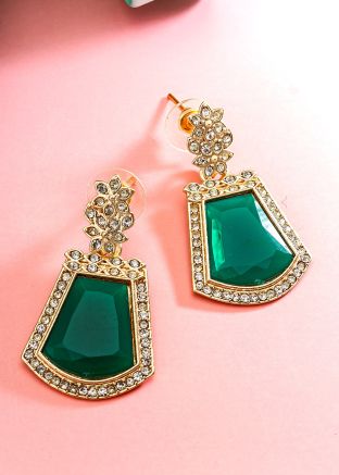 Green American Diamond Studded Earring
