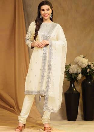 Yellow Embroidered Salwar Kameez In Georgette