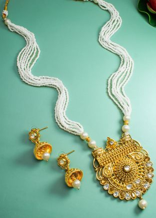 Golden Embossed Work Necklace Set