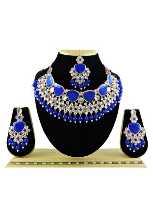 Blue Stone Studded Necklace Set
