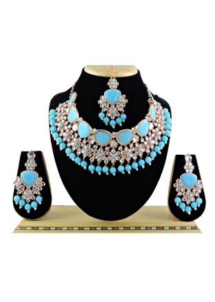 Blue Kundan Work Necklace Set