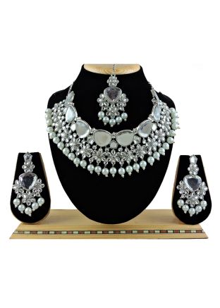 Silver Kundan & Stone Work Necklace Set