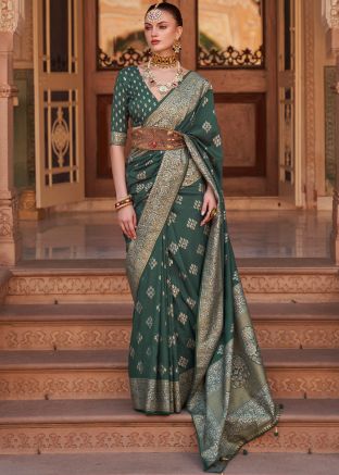 Green Heavy Border In Banarasi Silk