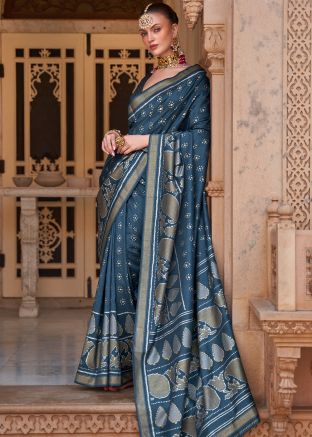 Blue Zari Woven Banarasi Silk Saree