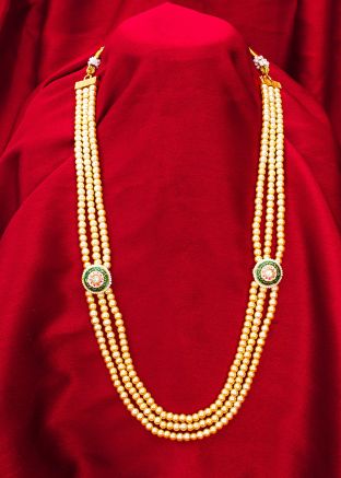 Golden Beaded Necklace In Multilayered 