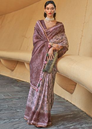 Pink Floral Printed Saree & Blouse