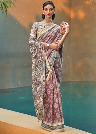 Pink Cotton Saree In Bandhani Print