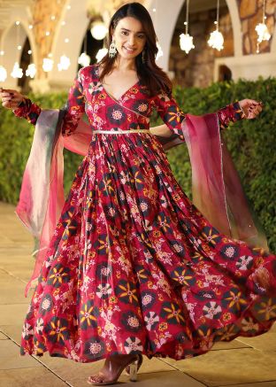 Readymade Cardinal Red Angrakha Style Suit