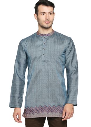Readymade Blue Short Printed Kurta
