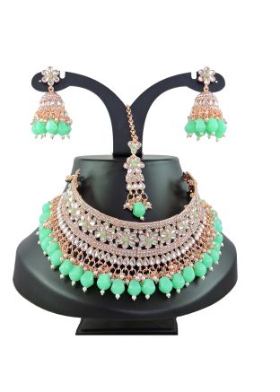 Seafoam Green Kundan Studded Necklace 