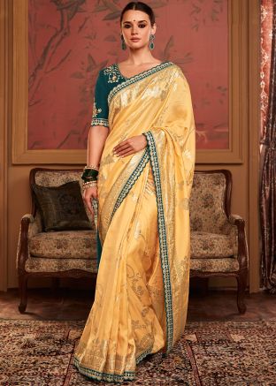 Orange Dola Silk Saree In Woven Work