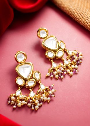 Golden Kundan Studded Earrings