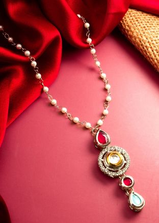 White Stone Studded Necklace Set