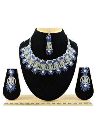 Blue Necklace Set In Stone Work