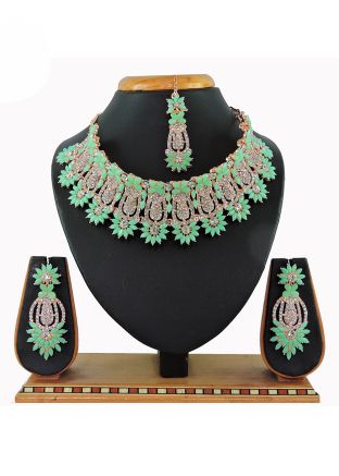 Green Stone Studded Necklace set