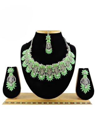 Green Stone Studded Necklace set