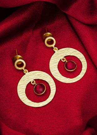 Pink & Golden Hoops Style Earrings