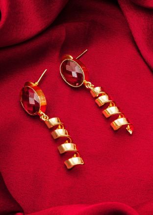Pink & Golden Danglers Style Earrings