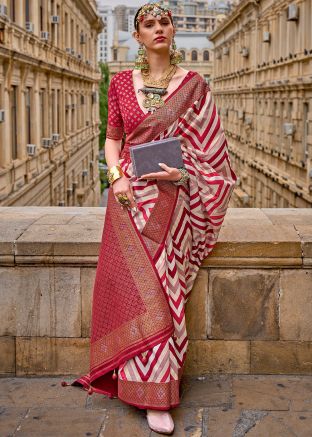 Multicolor Zari Silk Saree In Woven Work