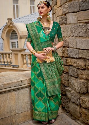 Green Zari Woven Saree In Silk