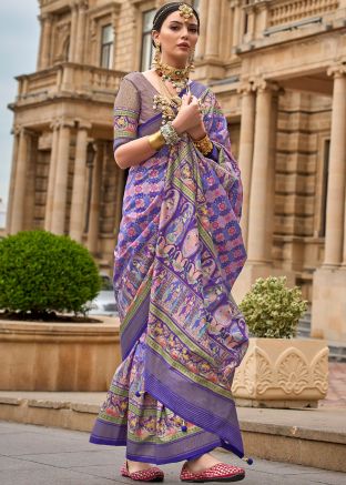 Blue Woven Saree In Art Silk