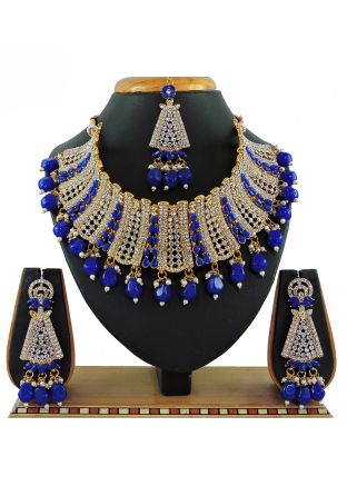 Blue Necklace Set In Stone Work