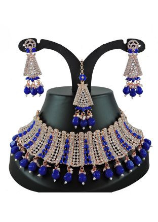 Blue Necklace Set In Stone Work