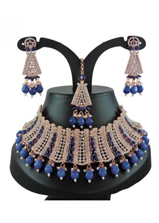 Blue Necklace Set In Stone Work