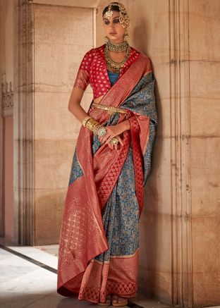 Blue Heavy Pallu Viscose Saree