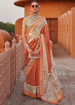 Orange Woven Art Silk Saree & Blouse