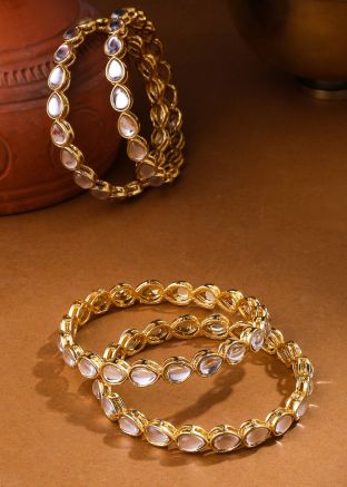 Golden Kundan Studded Bangle Set