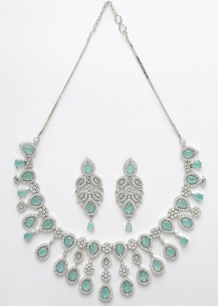 Blue Stone Studded Necklace Set