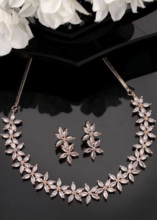 White Stone Studded Necklace Set