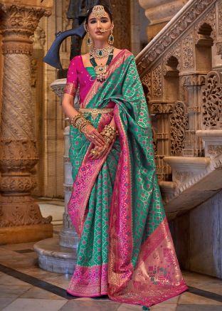 Green Art Silk Saree In Zari Woven Work