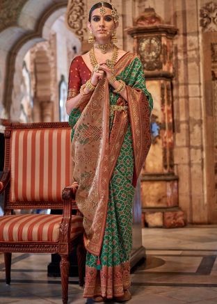 Green Art Silk Saree In Zari Woven Work