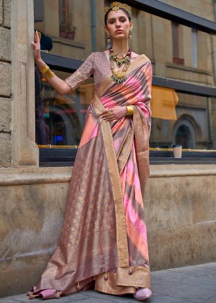 Multicolor Zari Woven Saree In Viscose