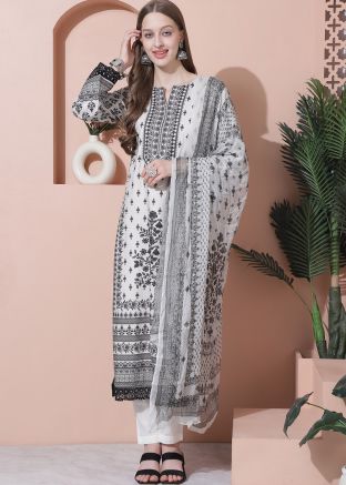 Off White Pant Suit In Digital Floral Print