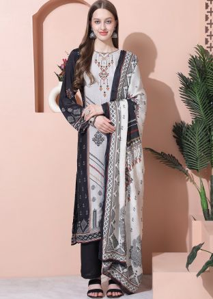 Off White Digital Print Pant Style Suit