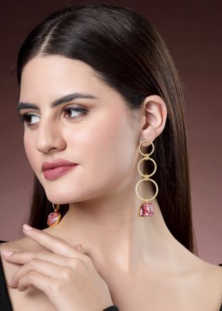 Golden Stone Dangler Earrings